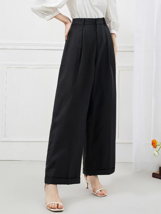 418感恩价→8281 秋款翻裤脚显瘦休闲裤（微微脏）-喜出 商品图0