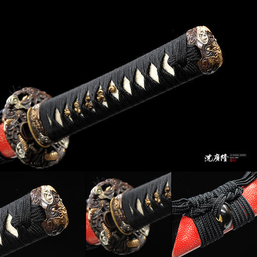 黑漆红鱼皮肋差 中刀  武士刀 日本刀 东洋刀 龙泉沈广隆剑铺宝剑 传统刀 sgl-5036-1未开刃 商品图3