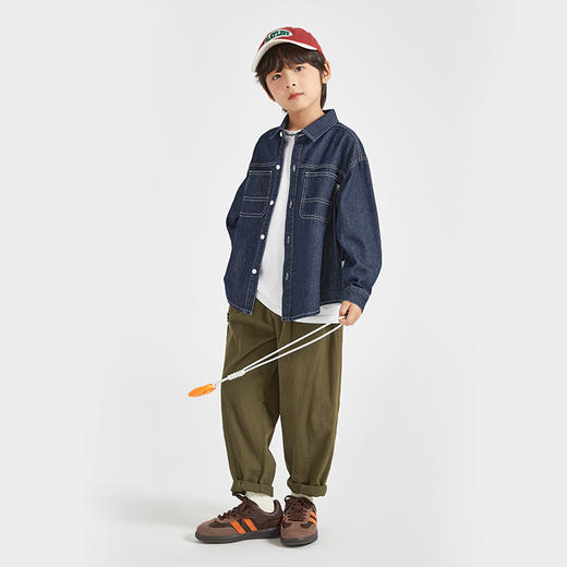 【团购价79.9】多多家男童牛仔衬衫2024新款秋装外套儿童春秋季中大童百搭衬衣潮9974 商品图3