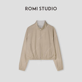 ROMI STUDIO“即兴时光”绵羊毛混纺双面穿立领夹克短外套 431W8028