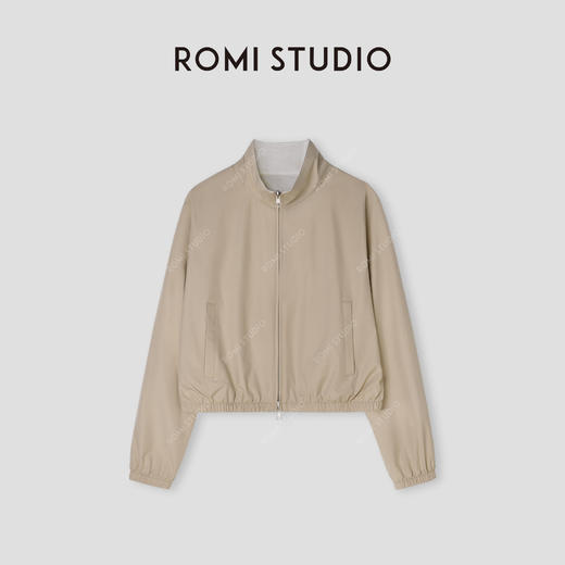 ROMI STUDIO“即兴时光”绵羊毛混纺双面穿立领夹克短外套 431W8028 商品图0