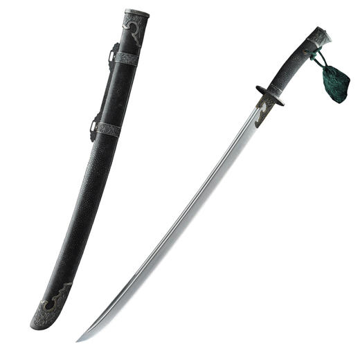 龙纹清刀 铁装错银 龙泉沈广隆剑铺 手工传统宝刀 收藏工艺刀   sgl-5002 未开刃 商品图5