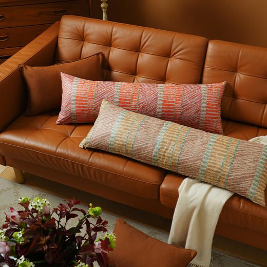 抽象条纹系列长条靠包抱枕复古床头夹腿睡觉客厅轻奢高级感可拆洗 商品图0