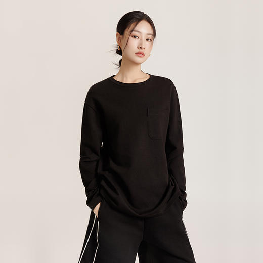 百搭松驰感简约基础款长袖打底T恤衫 880006 商品图3