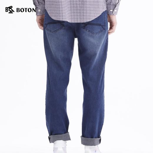 波顿秋冬季宽松中牛仔裤长裤宽松直筒火山岩保暖加厚裤子ME219519 商品图1