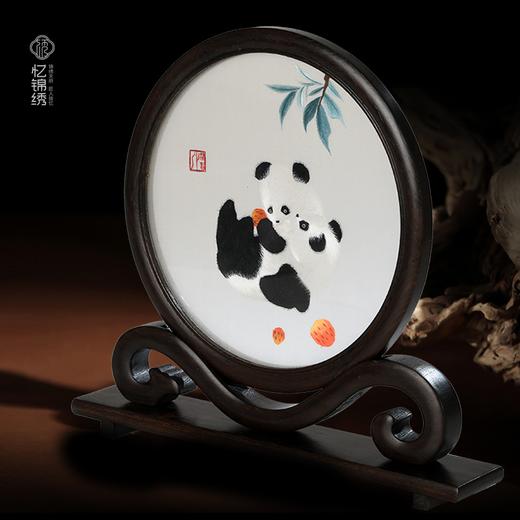 蜀绣滚滚红荔双熊猫非遗手工工艺 商品图1