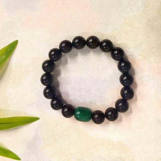 孔雀石顶珠清代檀香紫檀家居老料制手串直径1.2cm 商品图0