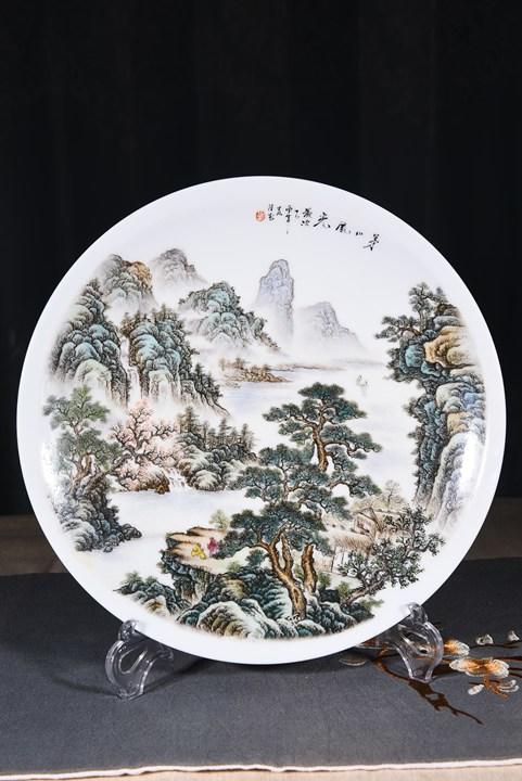 粉彩茅山风光赏盘 商品图0