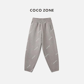 COCO ZONE冬季加绒束脚裤字母刺绣保暖百搭休闲裤23C50084