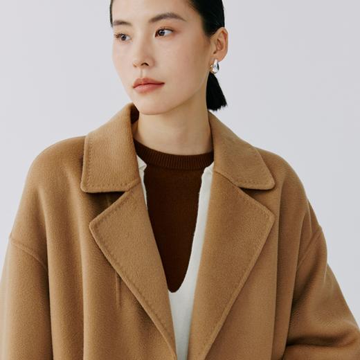 东黎 • 山羊绒女士秋冬长款简约翻领一粒扣羊绒大衣 4593 商品图5