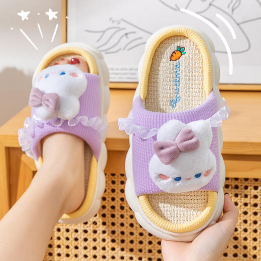 【超萌卡通拖鞋】春夏亚麻拖鞋女四季室内防滑透气厚底静音棉麻防臭情侣地板拖鞋男，鞋面添加可爱元素造型，色泽光亮， 看起来有质感、柔软。ry 商品图5
