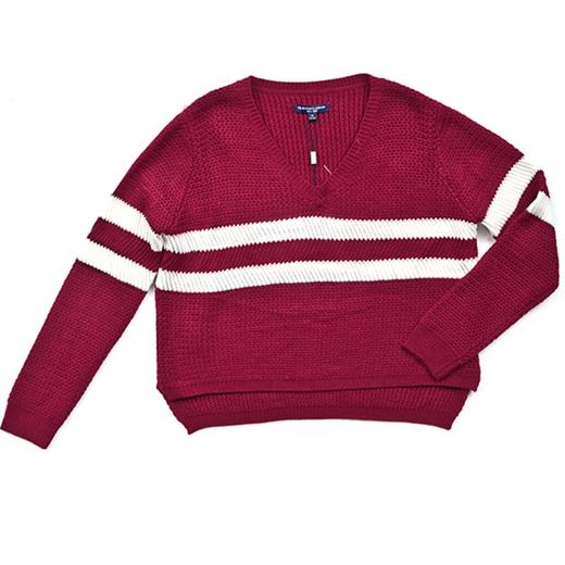 【第2件半价！尾货清仓不退换】波顿冬季女士毛衣休闲宽松慵懒风拼色套头简约百搭显瘦长袖上衣LU075516 商品图3