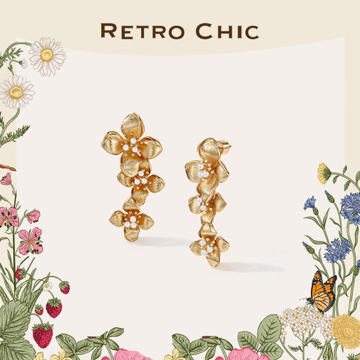 【左小青&孙怡&靳梦佳同款】Garden of Eden 伊甸园系列 | 金丝四瓣花绽放耳环 商品图0