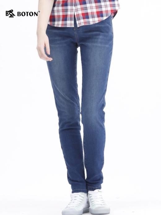 波顿牛仔裤女秋冬季显瘦直筒浅色弹力百搭修身长裤子LE213319 商品图4