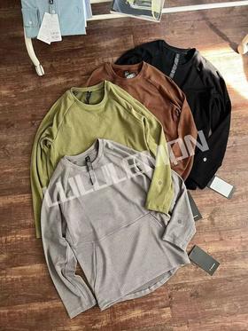 露露At Ese男士双面针织泡泡棉混纺圆领套头卫衣