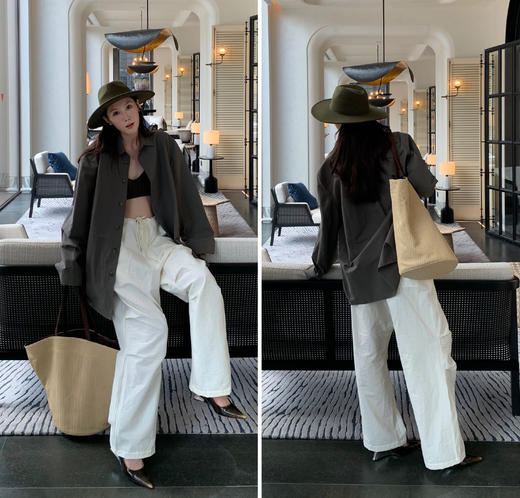 HIDEMI度假系列草编拼皮VASE TOTE艺术感花瓶手提肩背多用式托特包 商品图1