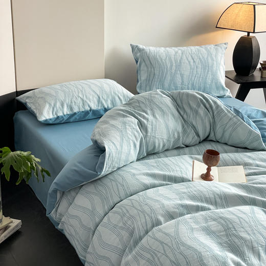 【流年款-40支A类三层纱提花四件套】40sA类全棉水洗绵三层纱提花四件套柔软透气床品件套 商品图7