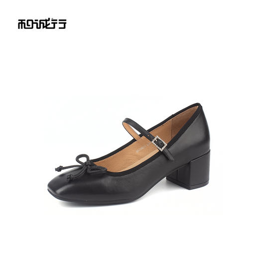 和诚行 2024秋冬新款法式温柔蝴蝶结玛丽珍女甜美中跟单鞋0010832 商品图1