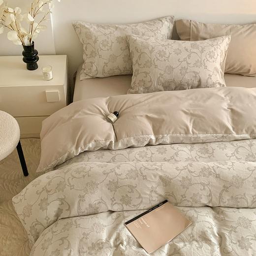 【三层纱A类磨毛四件套】全棉磨毛A类色织提花四件套三层纱磨毛件套提花秋冬 商品图2