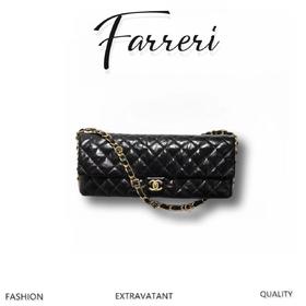 香奶奶 24A 链式肩带翻盖开合 单肩斜跨手拿包 黑色