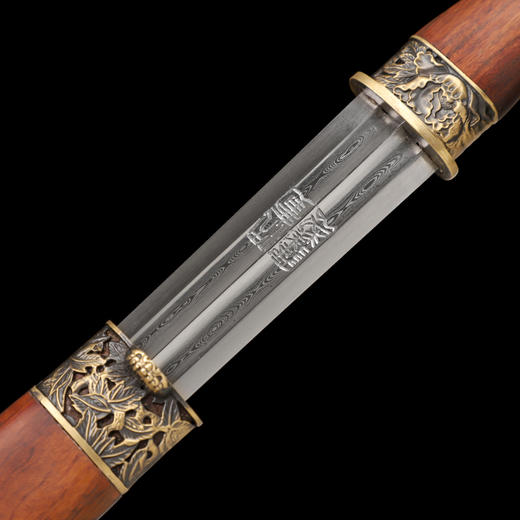 迎春短剑   花纹钢宝剑 硬剑一体剑龙泉沈广隆宝剑  未开刃 商品图3