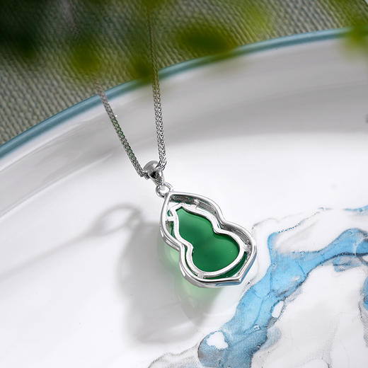 子佩集S925银【念福】套链【YHTL004】纯银绿玉髓葫芦项链2408 商品图4