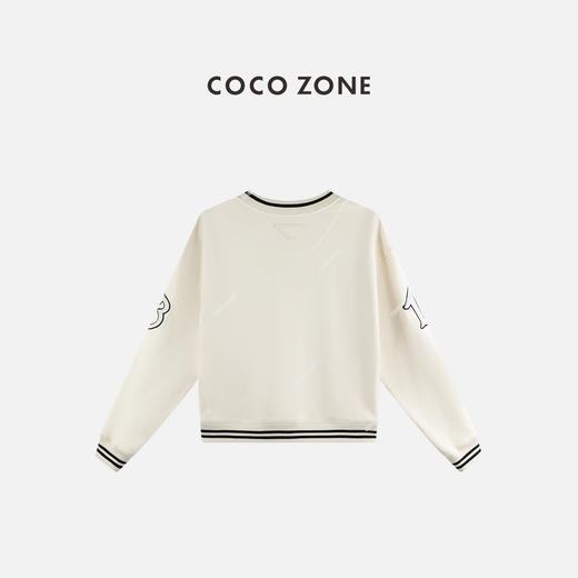 COCO ZONE 设计感撞色圆领卫衣简约字母长袖上衣CC2C2013 商品图1