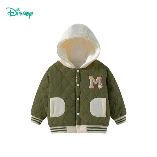 迪士尼【夹棉保暖】24冬季新款男童棒球风棉服拼色连帽防风保暖外套ZD4DS025 商品图10
