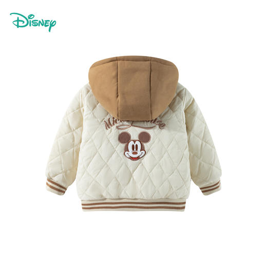 迪士尼【夹棉保暖】24冬季新款男童棒球风棉服拼色连帽防风保暖外套ZD4DS025 商品图3