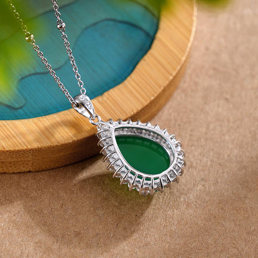 子佩集S925银【春华晴雪】套链【DZ016139】纯银绿玉髓项链2408 商品图2