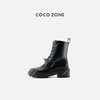 COCO ZONE 英伦风百搭圆头中筒靴设计感锁扣女靴CC2C1835 商品缩略图0