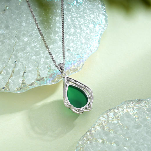 子佩集S925银四月清和套链【YHTL002】纯银绿玉髓水滴项链2408 商品图2