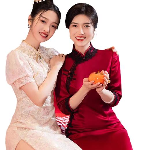 LHS喜婆婆婚宴装高贵蕾丝旗袍2024新款秋季新中式婚礼妈妈礼服连衣裙 商品图4