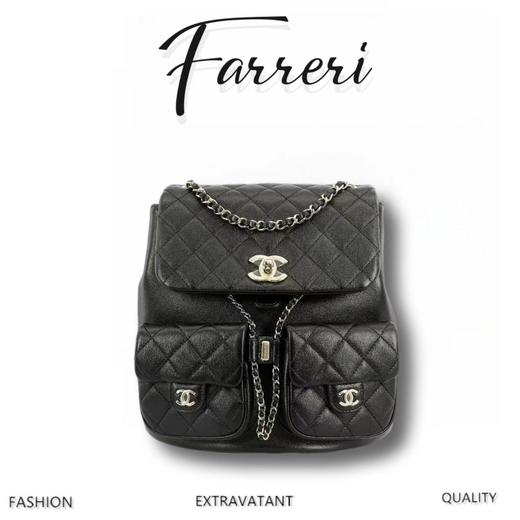 香奶奶 23A新款 Duma双肩包 光面牛皮 大号黑色 商品图0