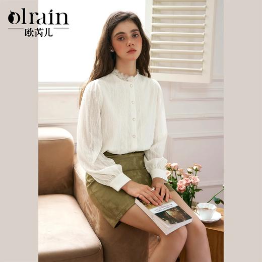 OLrain欧芮儿法式蕾丝衫女秋季2024年新款浪漫南法镂空正肩蕾丝衫 商品图0