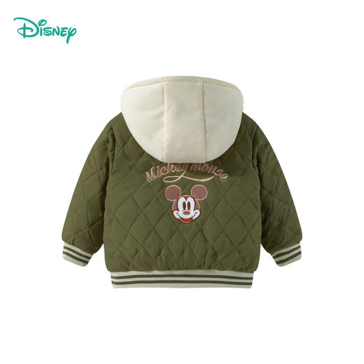 迪士尼【夹棉保暖】24冬季新款男童棒球风棉服拼色连帽防风保暖外套ZD4DS025 商品图9