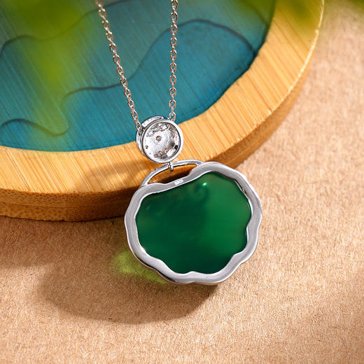子佩集S925银【福锁华年】吊坠【DZ013357】纯银绿玉髓(不含链)锁2408 商品图2