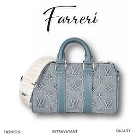 驴家M22762 辣妹潮男牛仔布 Keepall Bandoulière 25 单宁