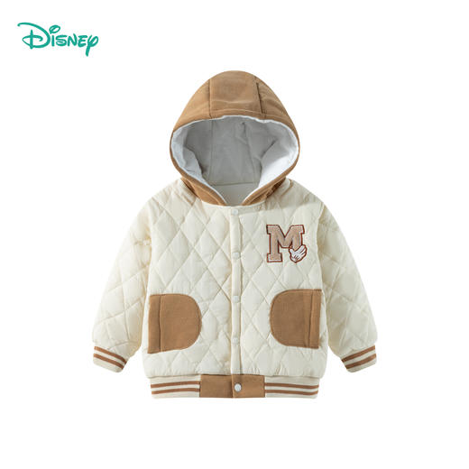 迪士尼【夹棉保暖】24冬季新款男童棒球风棉服拼色连帽防风保暖外套ZD4DS025 商品图2