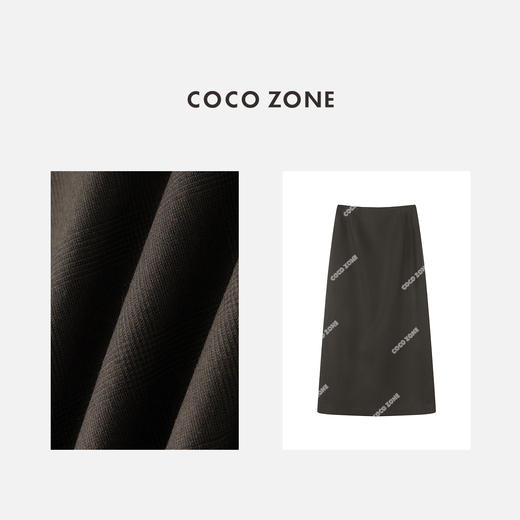 COCO ZONE 设计感格纹中长裙简约百搭半身裙 CC1C1873 商品图2