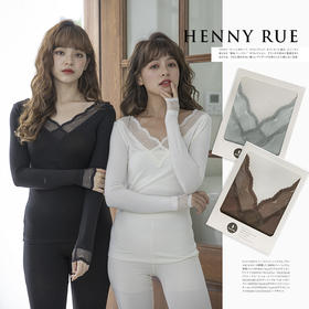 鹿鹿推荐 •发热纱内衣V领蕾丝保暖内搭上衣