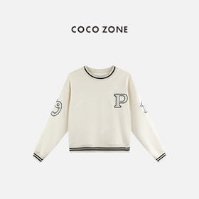 COCO ZONE 设计感撞色圆领卫衣简约字母长袖上衣CC2C2013