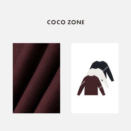 COCO ZONE 100绵羊毛长袖针织衫纯色圆领上衣CC2C1329 商品图3