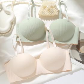 亲肤裸感无痕内衣女 小胸聚拢上托防下垂 外扩平胸显胸大 腰细美背无肩带文胸