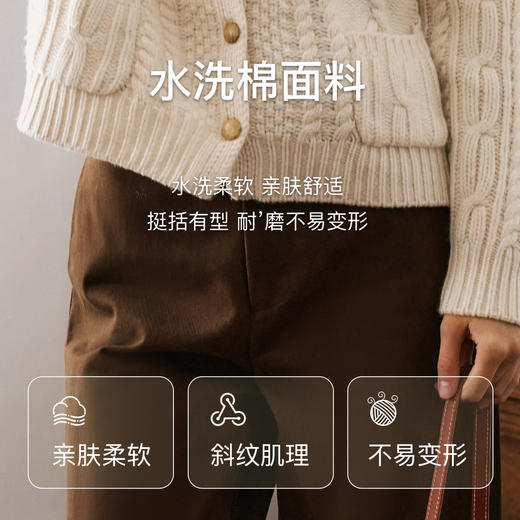 
OLrain欧芮儿棕色休闲裤女秋季2024新款高腰显瘦百搭直筒宽松裤子 商品图4