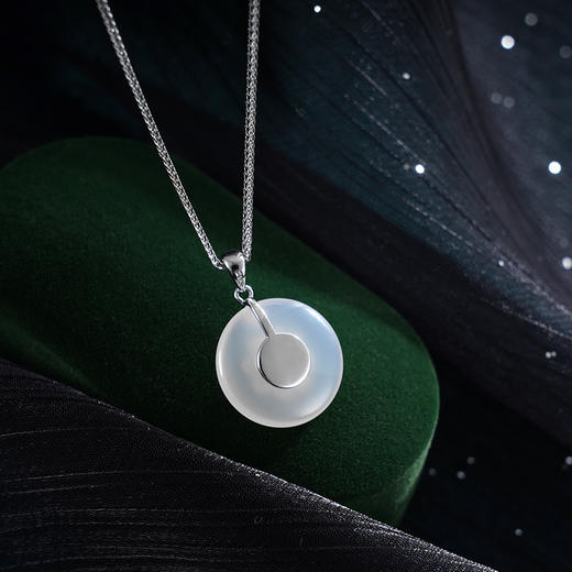 子佩集S925银【幸福光华】套链【DZ017349】纯银白玉髓项链2408 商品图3