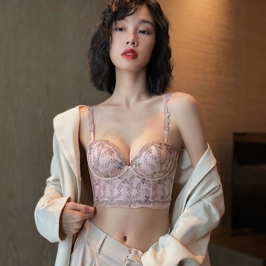 内衣女小胸聚拢纯欲风收副乳防下垂调整型法式蕾丝无钢圈文胸套装 商品图0