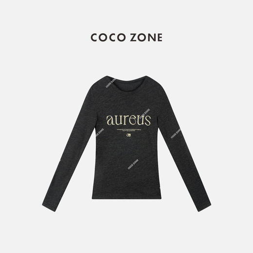 COCO ZONE 简约字母长袖打底衫时尚圆领休闲上衣CC2C2046 商品图0