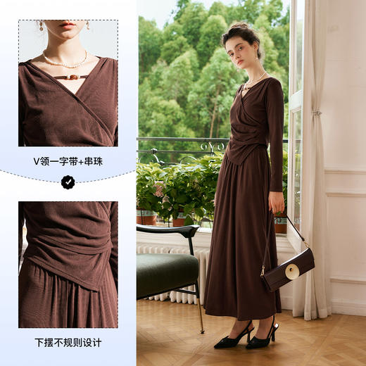 
OLrain欧芮儿法式V领针织套装女秋季2024新款修身收腰显瘦两件套 商品图2