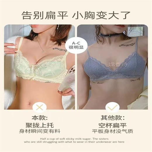 内衣女聚拢小胸显大收副乳防下垂无钢圈纯欲风蕾丝新款2024文胸罩 商品图3
